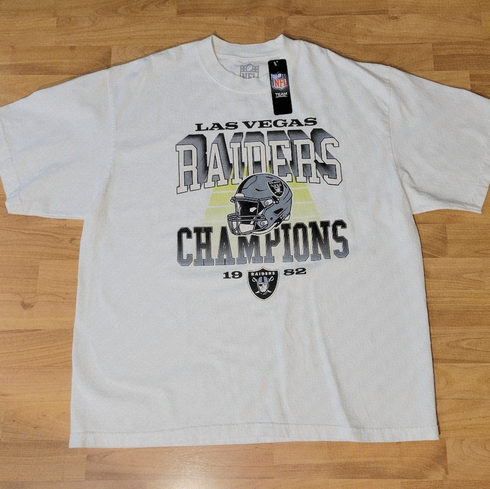 NEW Las Vegas Raiders NFL Champions Heavyweight White T-shirt Plus Size 2XL